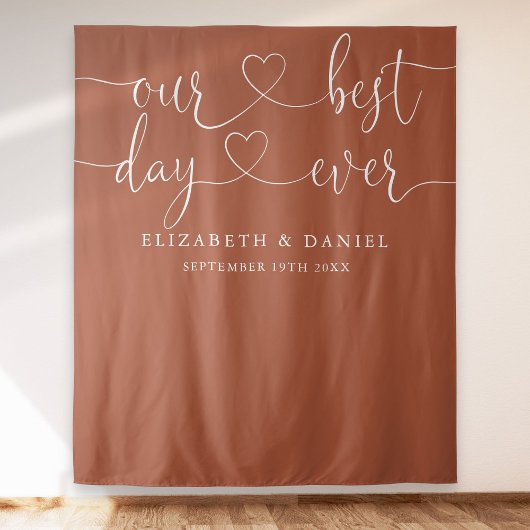 Terracotta Best Day Ever Hart Script Bruiloft Wandkleed