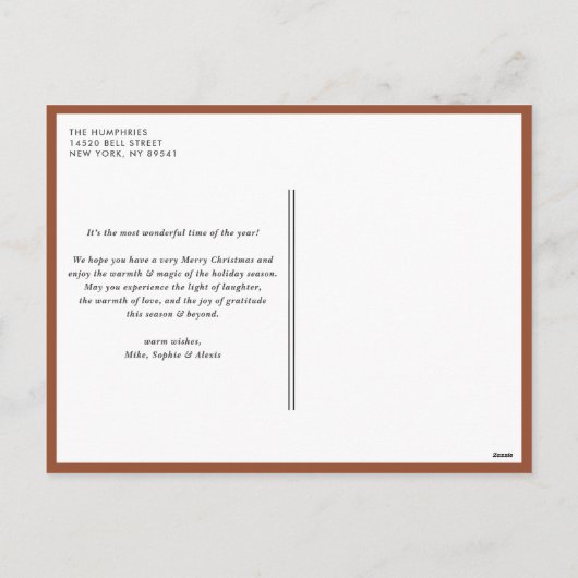 Terracotta Beste Kerstman Laat me uitleggen Kerstm Feestdagenkaart (Achterkant)