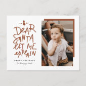 Terracotta Beste Kerstman Laat me uitleggen Kerstm Feestdagenkaart (Voorkant)