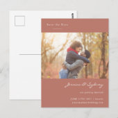 Terracotta bewaarde de paarfoto sparen de datum briefkaart (Voorkant / Achterkant)