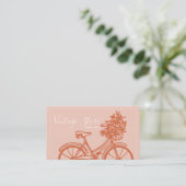  Terracotta Bicycle Flowers Pastel Retro Visitekaartje (Staand voorkant)