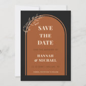 Terracotta Black Double Arch Tekening Botanische B Save The Date (Voorkant)
