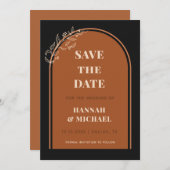 Terracotta Black Double Arch Tekening Botanische B Save The Date (Voorkant / Achterkant)
