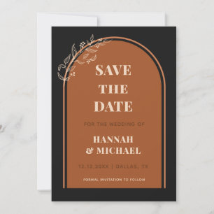 Terracotta Black Double Arch Tekening Botanische B Save The Date