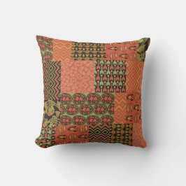 Terracotta, Black Egyptian Tribal Faux Patchwork Kussen