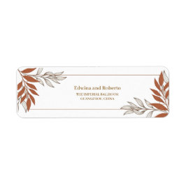 Terracotta Bladeren Huwelijk Retouradres Label