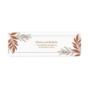 Terracotta Bladeren Huwelijk Retouradres Label