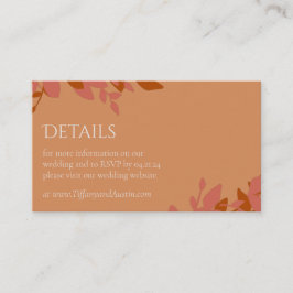Terracotta Bladeren Moderne Trouwkaart Informatiekaartje