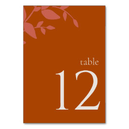 Terracotta Bladeren Moderne Trouwtafel Nummer Kaart