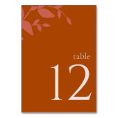 Terracotta Bladeren Moderne Trouwtafel Nummer Kaart (Achterkant)