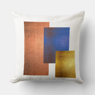 Terracotta Blauw Mosterd Mid Century Modern Kunst Kussen