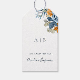 Terracotta Blauw Roest Elegante Dank Je Wel Trouwd Cadeaulabel