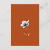 Terracotta Blauwe Bloemen Chic Anemoon Herfst Huwe Informatiekaartje (Achterkant)