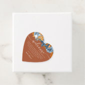 Terracotta blauwe roest eucalyptus welkom bruiloft bedankjes labels (In situ)