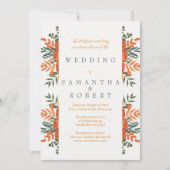 Terracotta Blauwgroen Boho Herfst Bloemenrand Kaart (Voorkant)