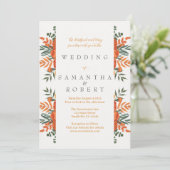 Terracotta Blauwgroen Boho Herfst Bloemenrand Kaart (Staand voorkant)