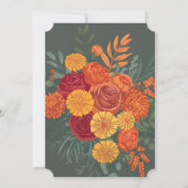 Terracotta Blauwgroen Herfst Bloemen Geboorteaanko Kaart (Achterkant)