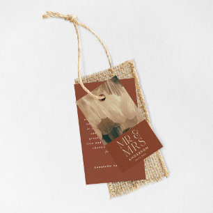 Terracotta blauwgroen Mr. Mrs. bedankt voor uw bru Cadeaulabel