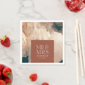 Terracotta blauwgroen Mr & Mrs moderne bruiloft Servet (Insitu)