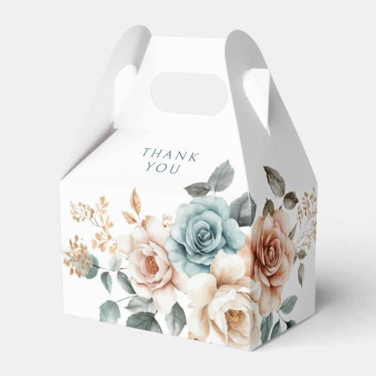 Terracotta Blauwgroen Neutrale Waterverf bloemenbr Bedankdoosjes (Voorkant Zijde)