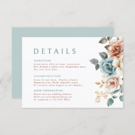 Terracotta Blauwgroen Neutrale Waterverf bloemenbr Informatiekaartje