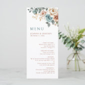 Terracotta Blauwgroen Neutrale Waterverf bloemenbr Menu (Staand voorkant)