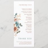 Terracotta Blauwgroen Neutrale Waterverf bloemenbr Programmakaart (Achterkant)