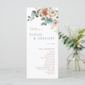 Terracotta Blauwgroen Neutrale Waterverf bloemenbr Programmakaart (Staand voorkant)