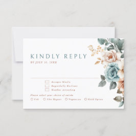 Terracotta Blauwgroen Neutrale Waterverf bloemenbr RSVP Kaartje