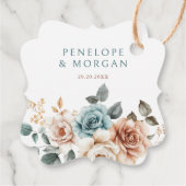 Terracotta Blauwgroen Neutrale Waterverf Dank u Bedankjes Labels (Achterkant)