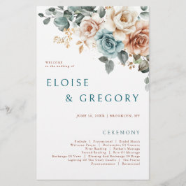 Terracotta Blauwgroen Neutrale Waterverf Trouwprog