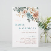 Terracotta Blauwgroen Neutrale Waterverf Trouwprog (Staand voorkant)