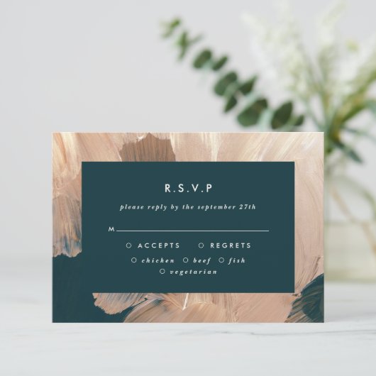 Terracotta blauwgroen schilder modern huwelijk R.S Kaart (Staand voorkant)