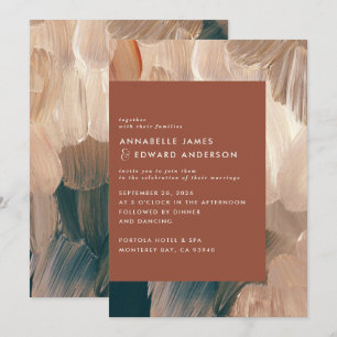 Terracotta blauwgroen schildintermoderne, stijlvol save the date