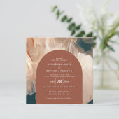 Terracotta blauwgroen schildpad moderne film 1 fot save the date (Staand voorkant)