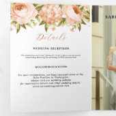 Terracotta Bloeiende Roos Hydrangea Bloemen Bruilo Drieluik Aankondiging (Binnenzijde eerst)