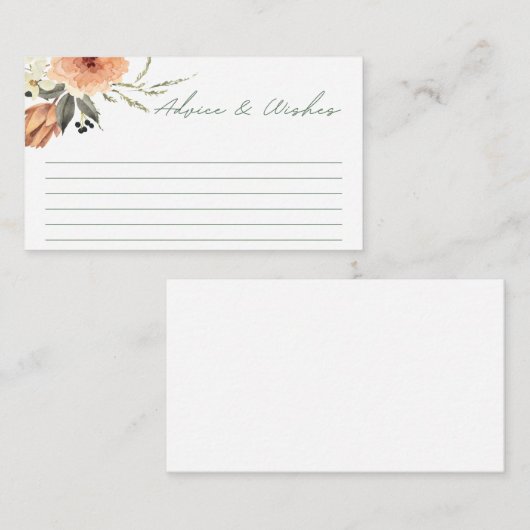 Terracotta Bloem advies en wensen vrijgezellenfees Informatiekaartje (Voorkant / Achterkant)