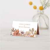 Terracotta bloem arrangement herfst bruiloft plaatskaartje (Achterkant)