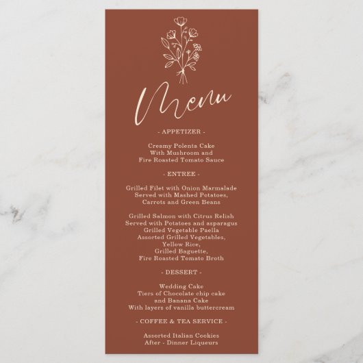 Terracotta Bloem Boheemse Eenvoudige Botanische Menu (Voorkant)