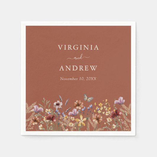 Terracotta Bloem Boho Bruiloft Servet (Voorkant)