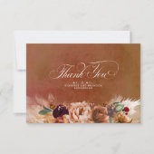 Terracotta Bloem Boho Kleine Trouw Dank Je Bedankkaart (Voorkant)