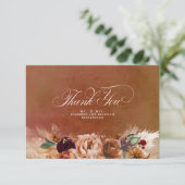Terracotta Bloem Boho Kleine Trouw Dank Je Bedankkaart (Staand voorkant)