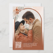 Terracotta Bloem Boho Pampas Boog Foto QR Code Save The Date (Achterkant)