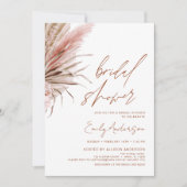 Terracotta Bloem Boho Pampas Gras Bruiloft Kaart (Voorkant)