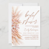 Terracotta Bloem Boho Pampas Gras Bruiloftsfeest Kaart (Voorkant)