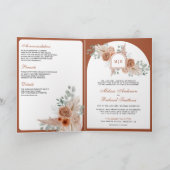 Terracotta Bloem Boho Pampas QR Code Bruiloft (Binnen)