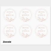 Terracotta Bloem Bruiloft Klassieke Ronde Sticker (Vel)