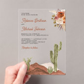 Terracotta Bloem Cactus Bruiloft Acryl Uitnodigingen (Insitu (Draagbaar))