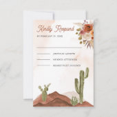 Terracotta Bloem Cactus Bruiloft RSVP Kaartje (Voorkant)