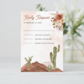 Terracotta Bloem Cactus Bruiloft RSVP Kaartje (Staand voorkant)